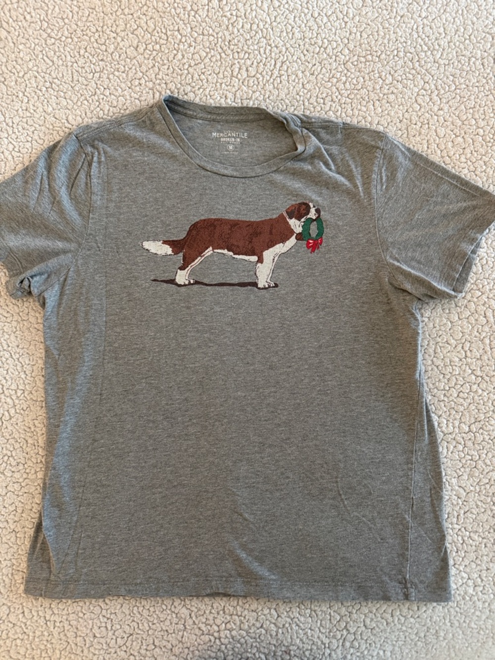 J.Crew Mercantile Broken-In holiday St. Bernard Dog Print Tee